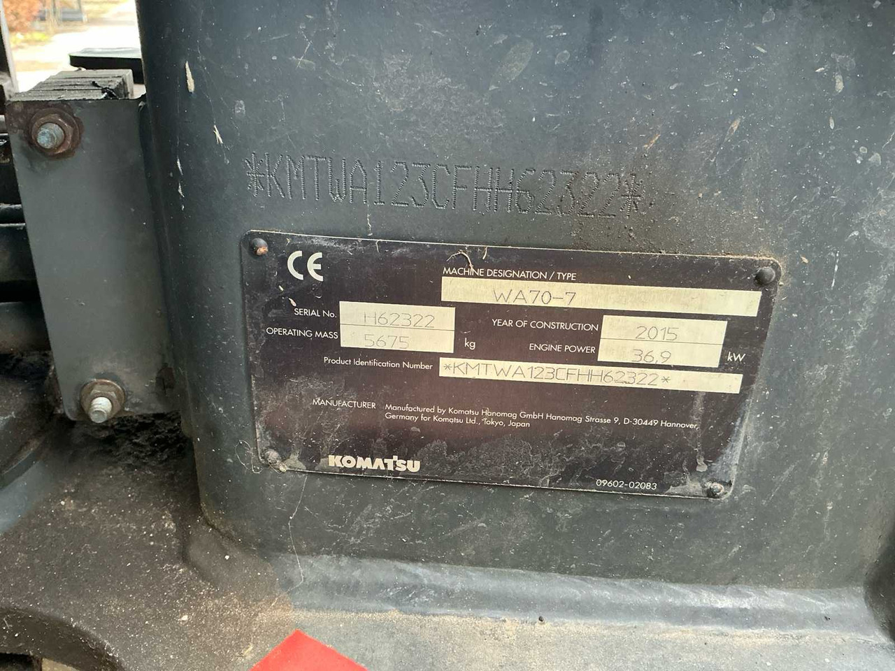 Chargeuse sur pneus 2015 KOMATSU WA70-7 SHOVEL