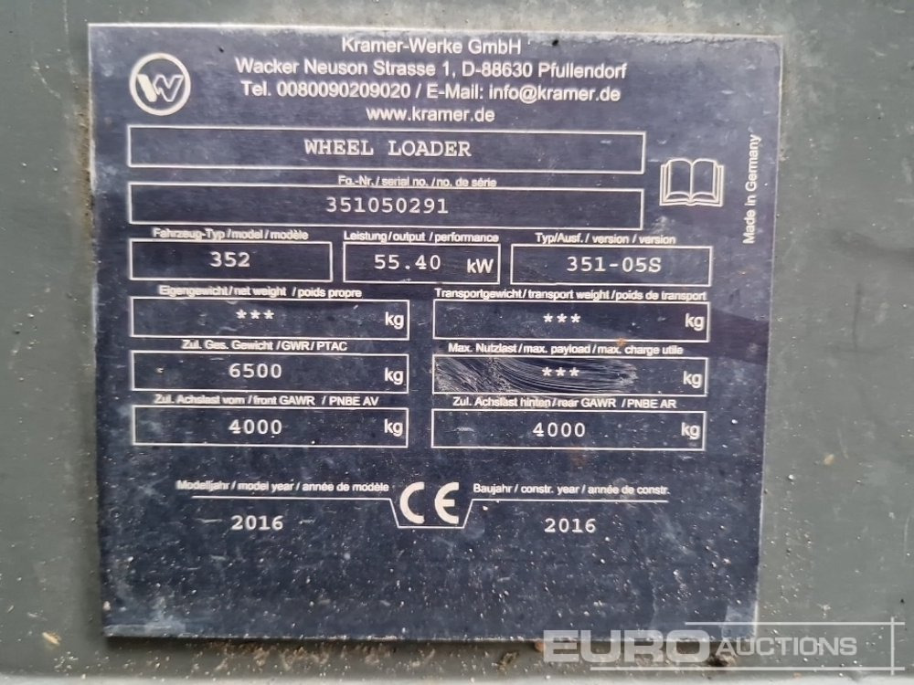 Chargeuse sur pneus 2016 Kramer 8085
