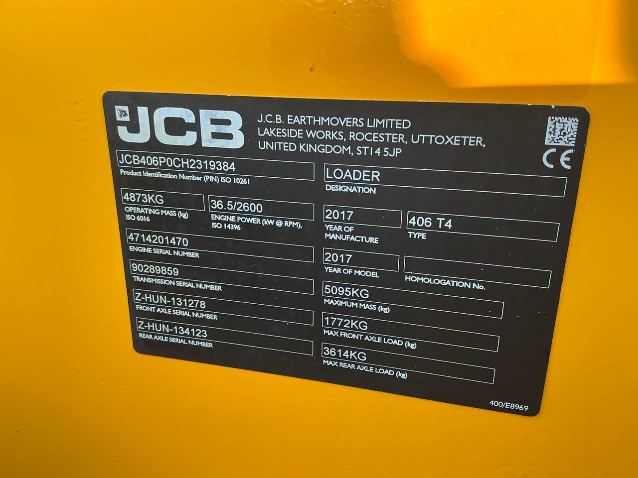 Chargeuse sur pneus 2017 JCB 406 T4 SHOVEL