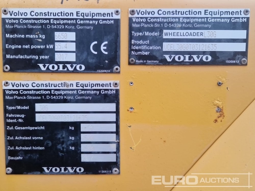 Chargeuse sur pneus 2017 Volvo L30G