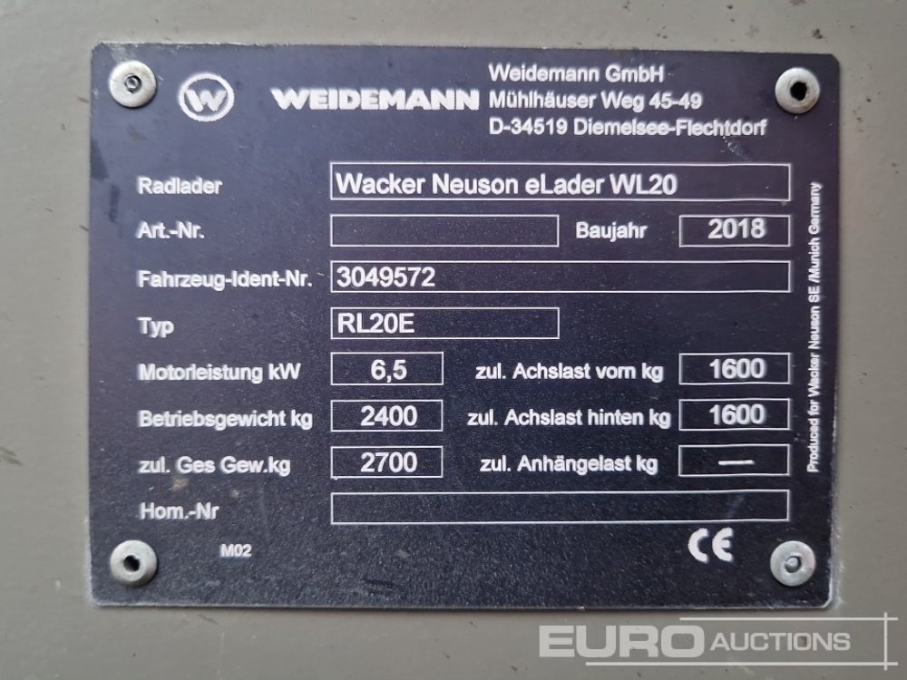 Chargeuse sur pneus 2018 Wacker Neuson WL20