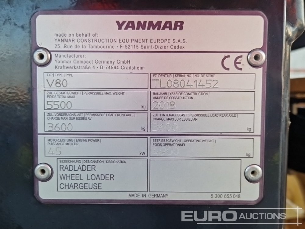 Chargeuse sur pneus 2018 Yanmar V80