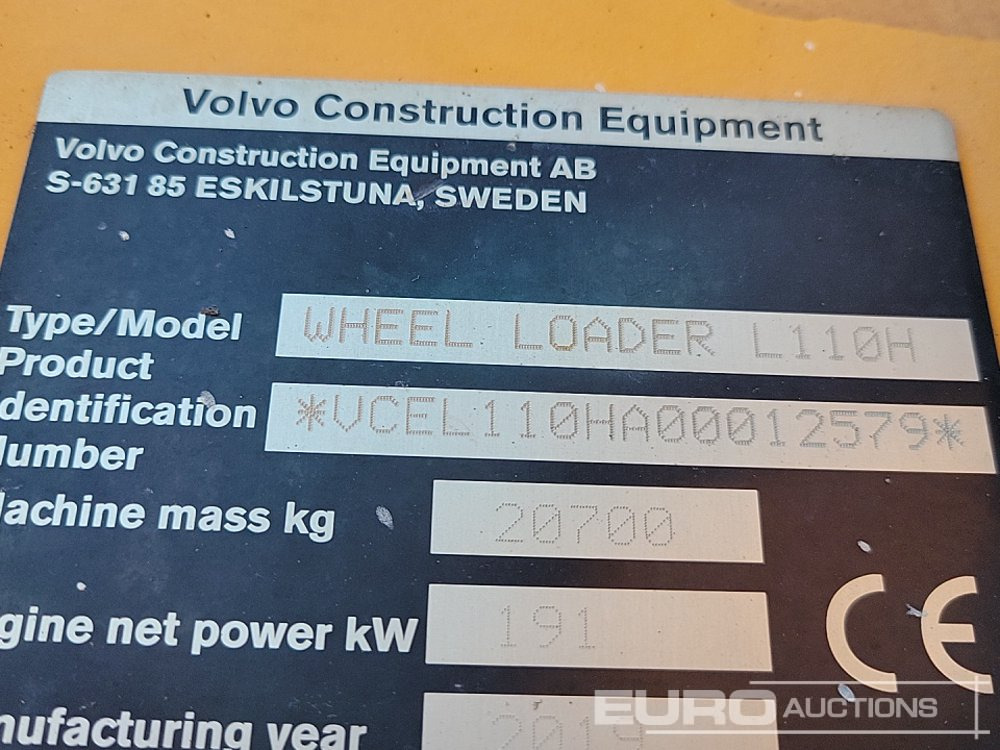 Chargeuse sur pneus 2019 Volvo L110H