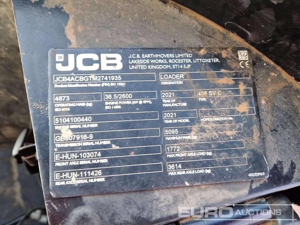 Chargeuse sur pneus 2021 JCB 406 SVC