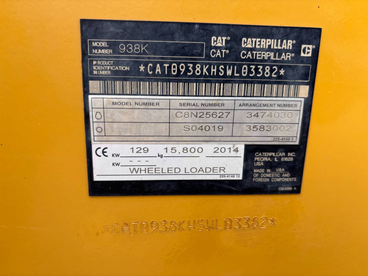 Chargeuse sur pneus CAT 938K