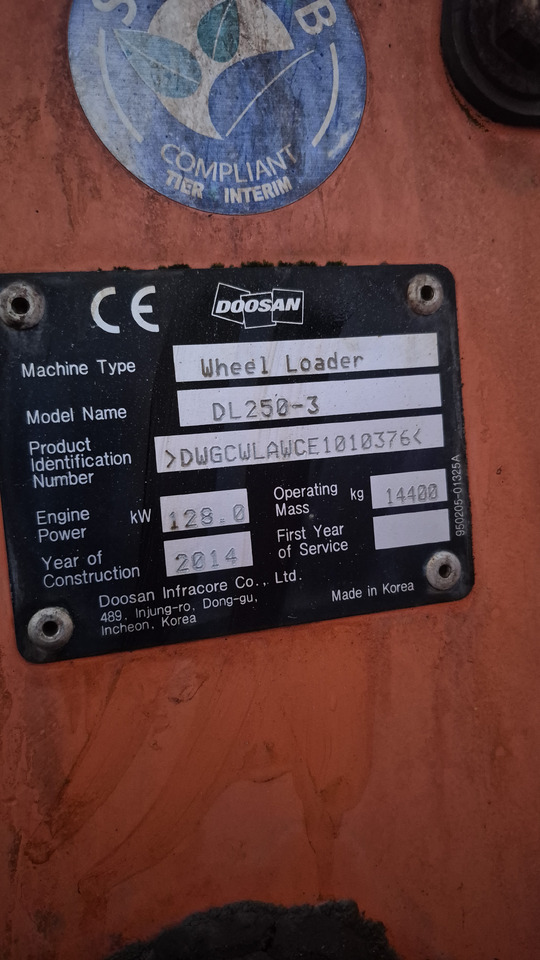 Chargeuse sur pneus DOOSAN DL250-3