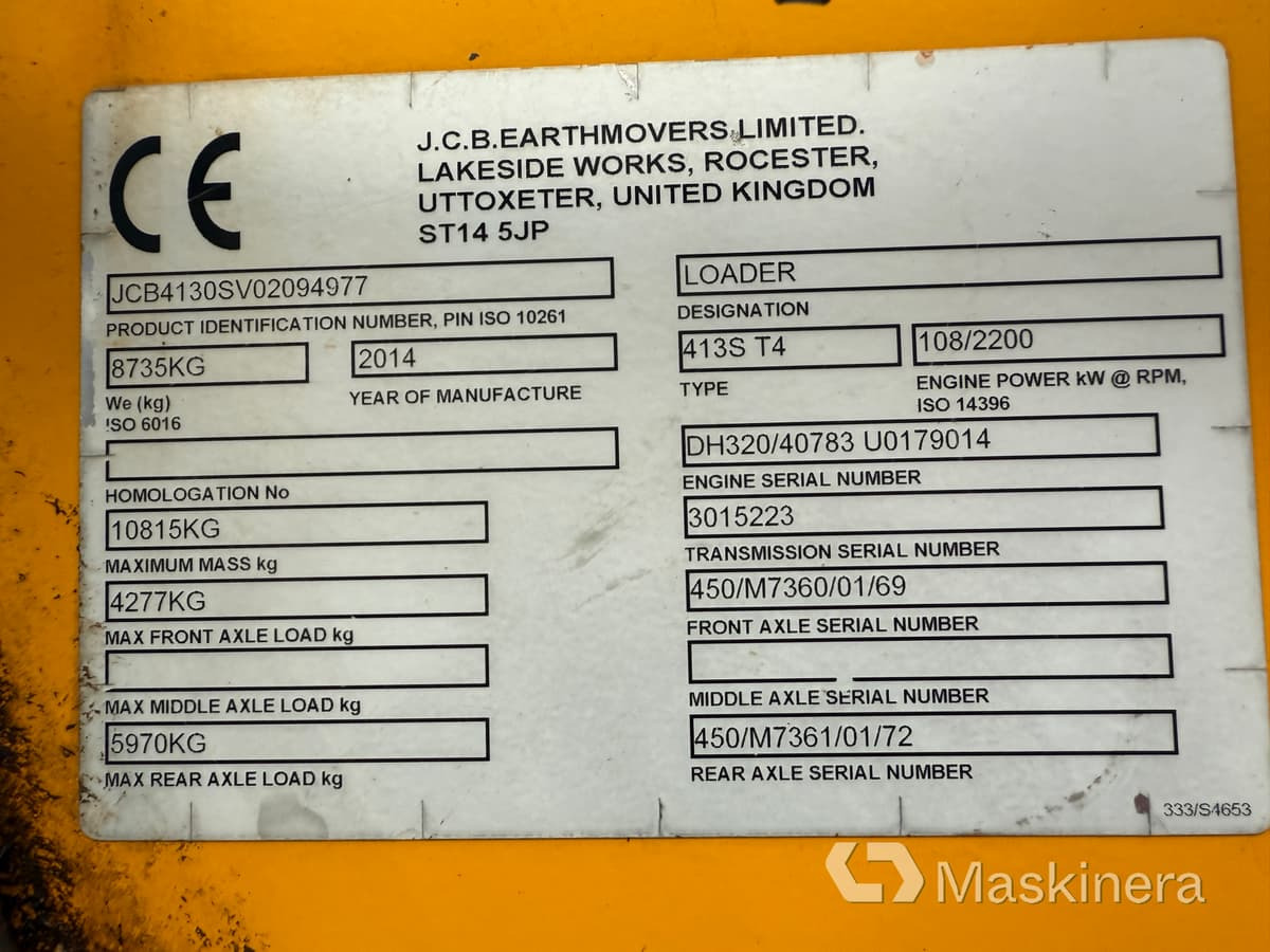 Chargeuse sur pneus Hjullastare JCB 413S