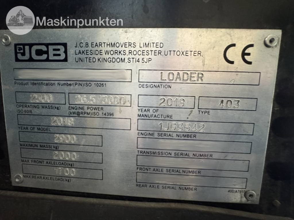 Chargeuse sur pneus JCB 403