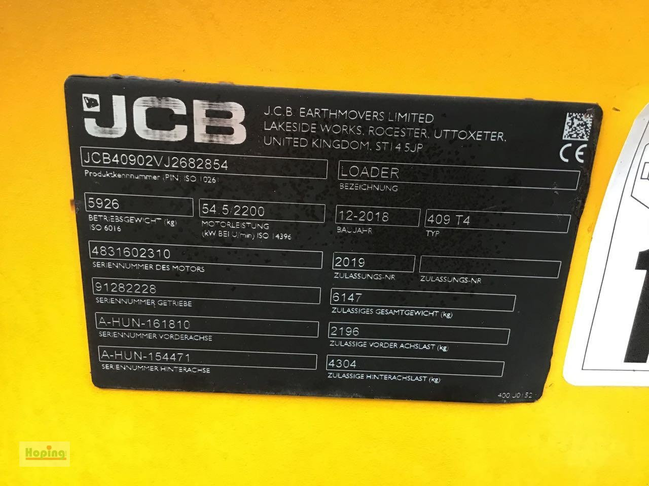 Chargeuse sur pneus JCB 409