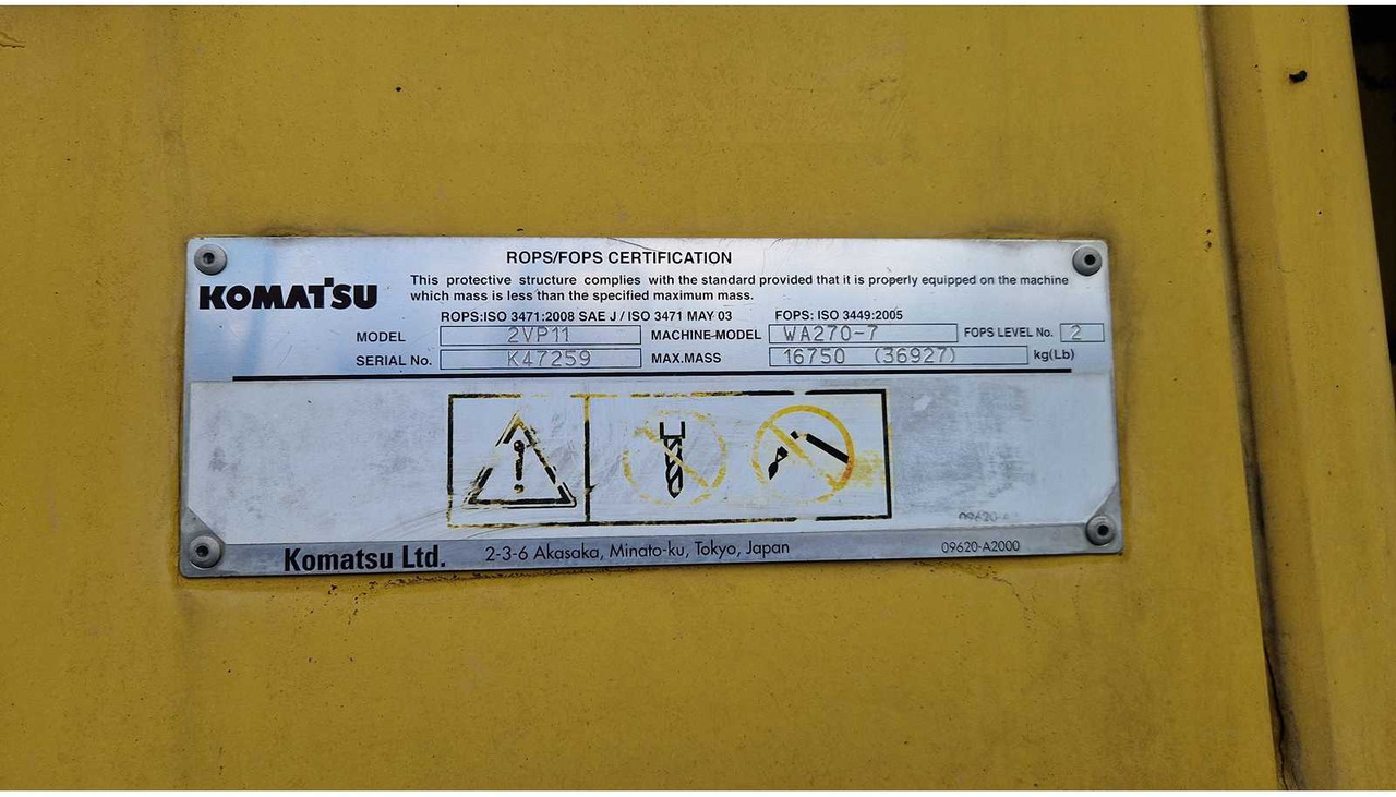 Chargeuse sur pneus KOMATSU - WA270-7 - SHOVEL - 2017