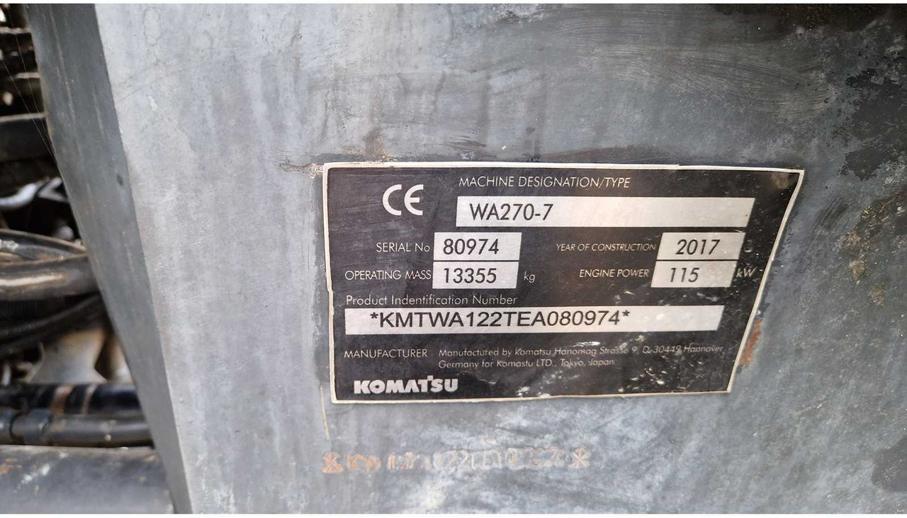 Chargeuse sur pneus KOMATSU - WA270-7 - SHOVEL - 2017