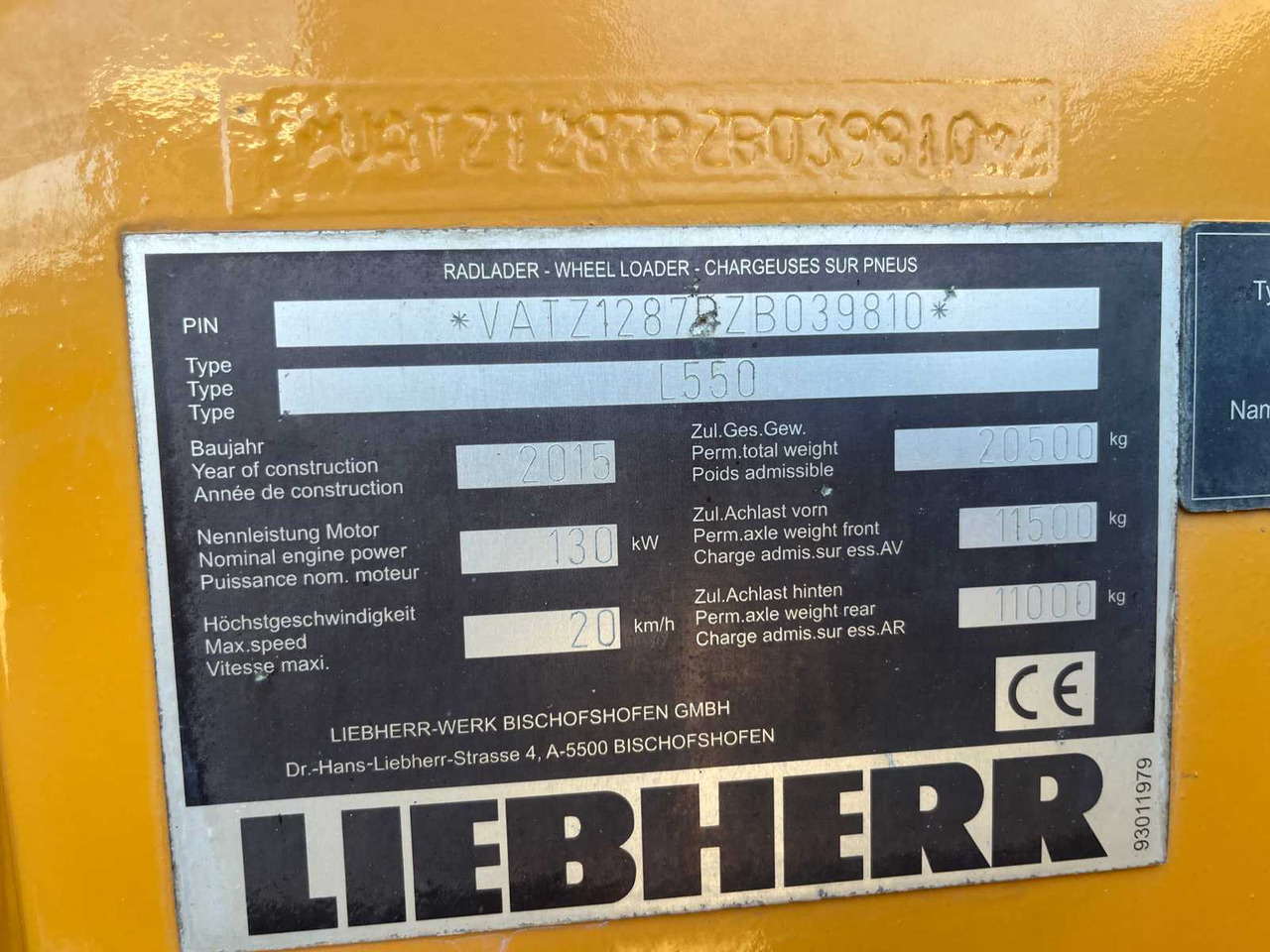 Chargeuse sur pneus LIEBHERR - L550 - WHEEL LOADER - 2015