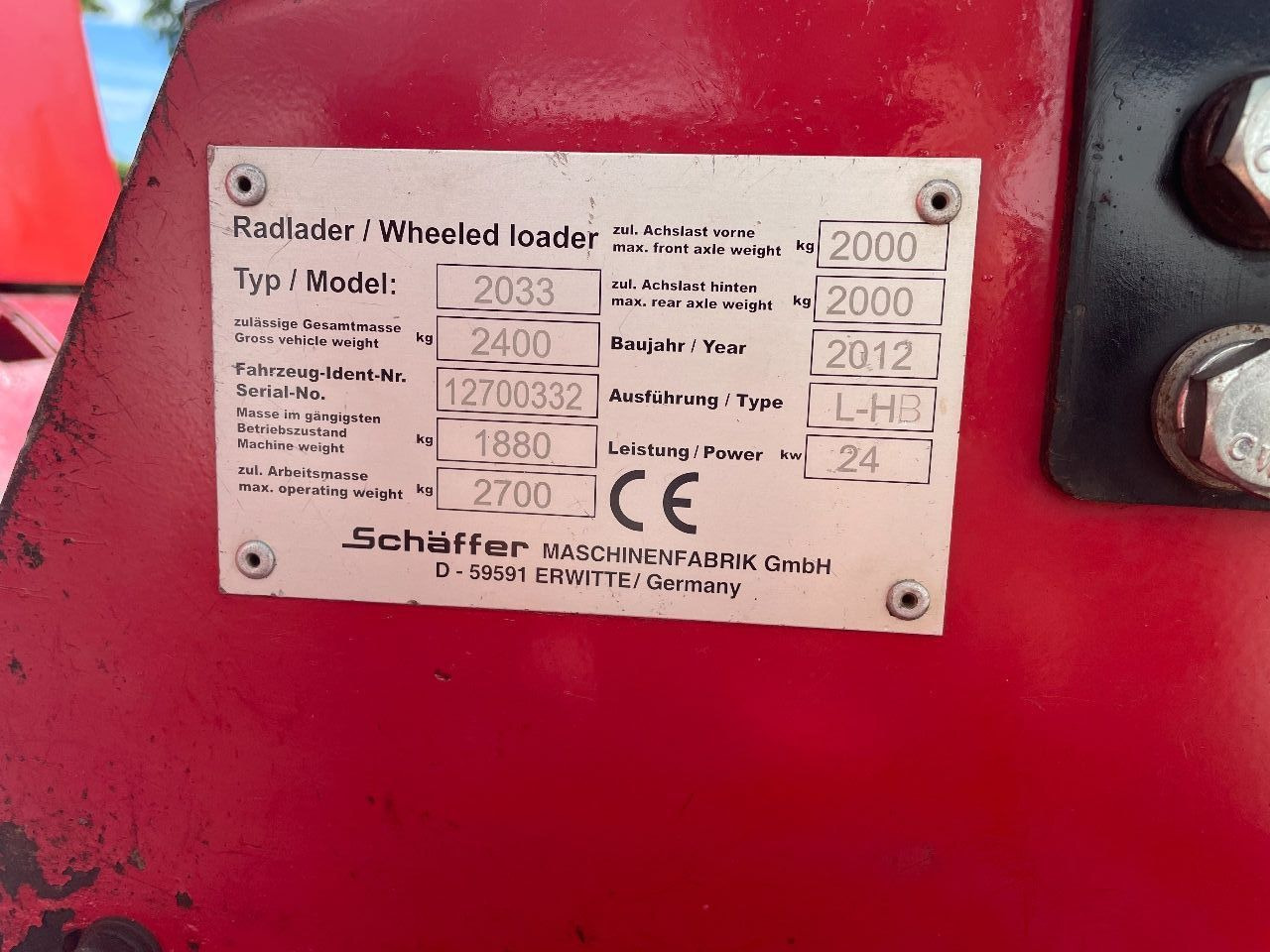 Chargeuse sur pneus Schäffer 2033