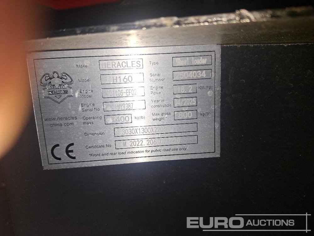 Chargeuse sur pneus Unused 2025 Heracles H160