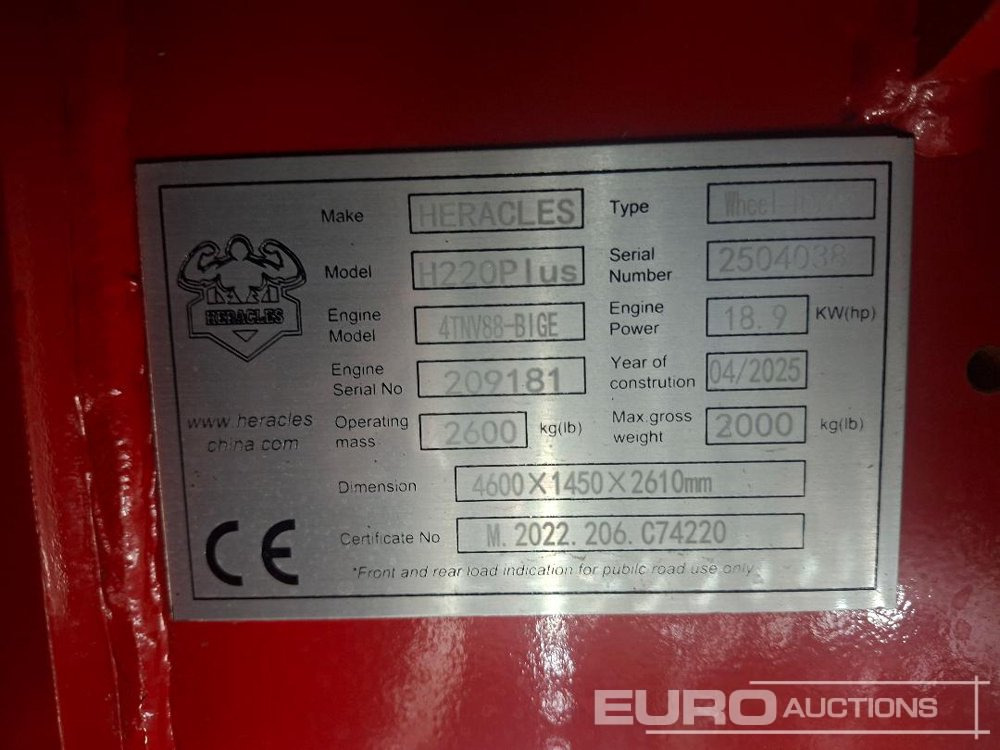 Chargeuse sur pneus Unused 2025 Heracles H220