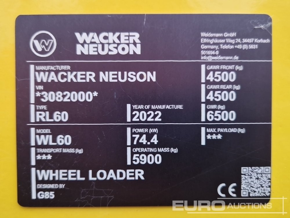Chargeuse sur pneus Unused Wacker Neuson WL60