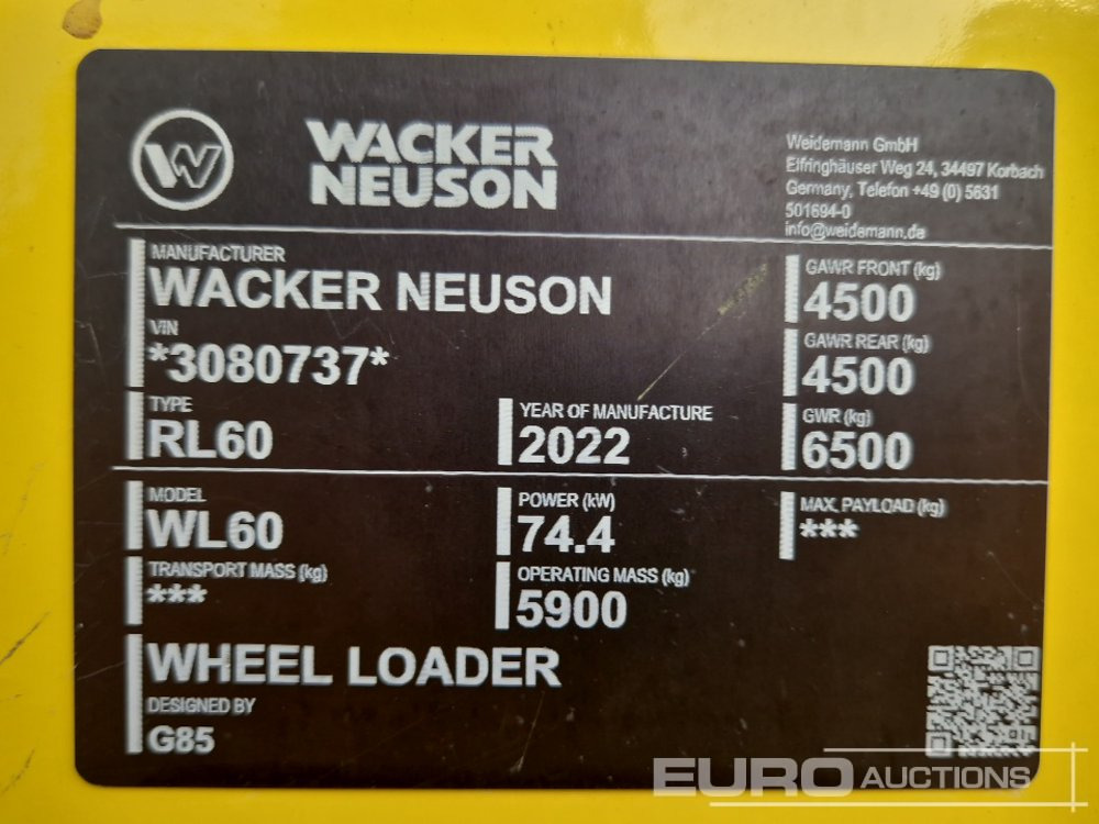 Chargeuse sur pneus Unused Wacker Neuson WL60