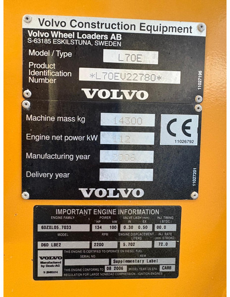 Chargeuse sur pneus Volvo L70E