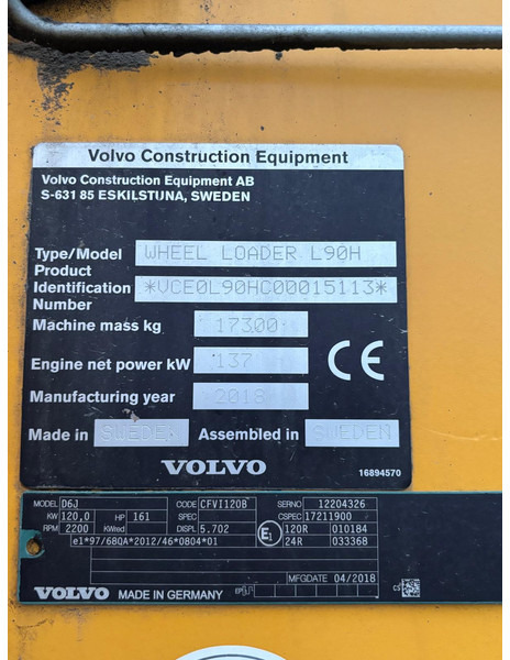 Chargeuse sur pneus Volvo L90H Volvo L90H