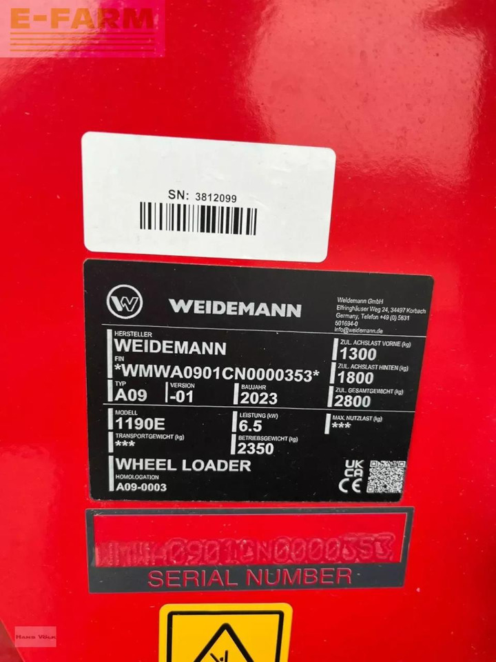 Chargeuse sur pneus Weidemann 1190e