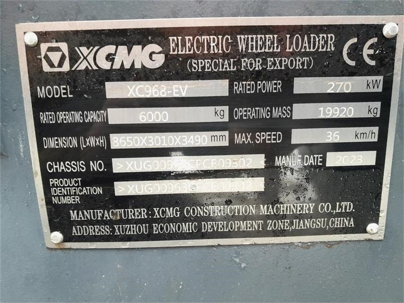 Chargeuse sur pneus XCMG XC968-EV ELEKTRISK