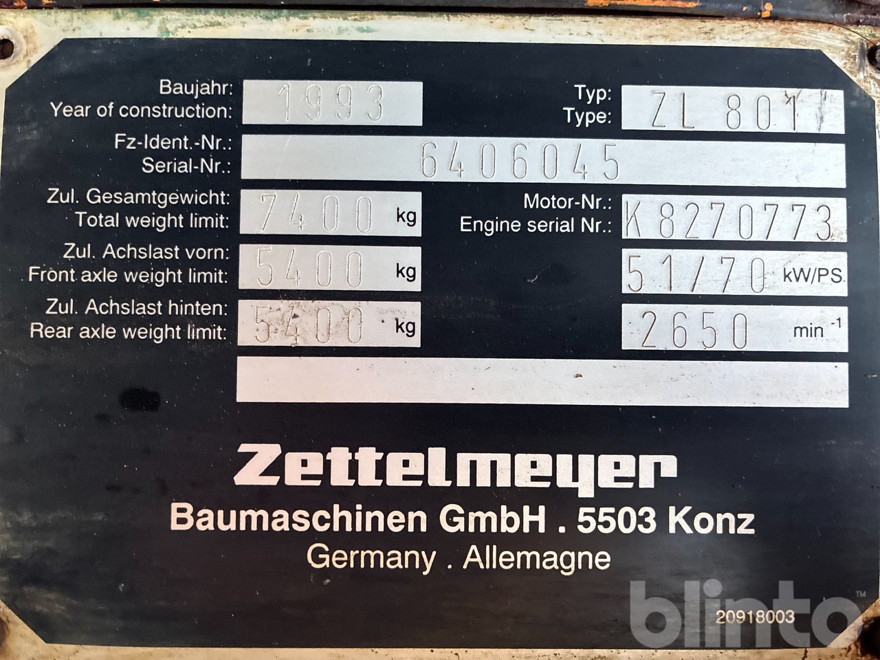 Chargeuse sur pneus Zettelmeyer 801