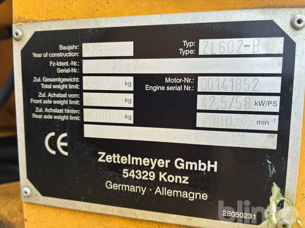 Chargeuse sur pneus Zettelmeyer ZL602B