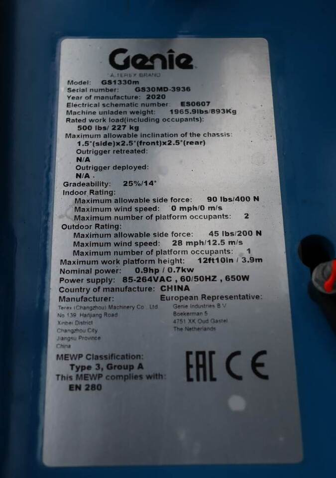 Nacelle ciseaux Genie GS1330M Valid inspection, *Guarantee! All-Electric: photos 7