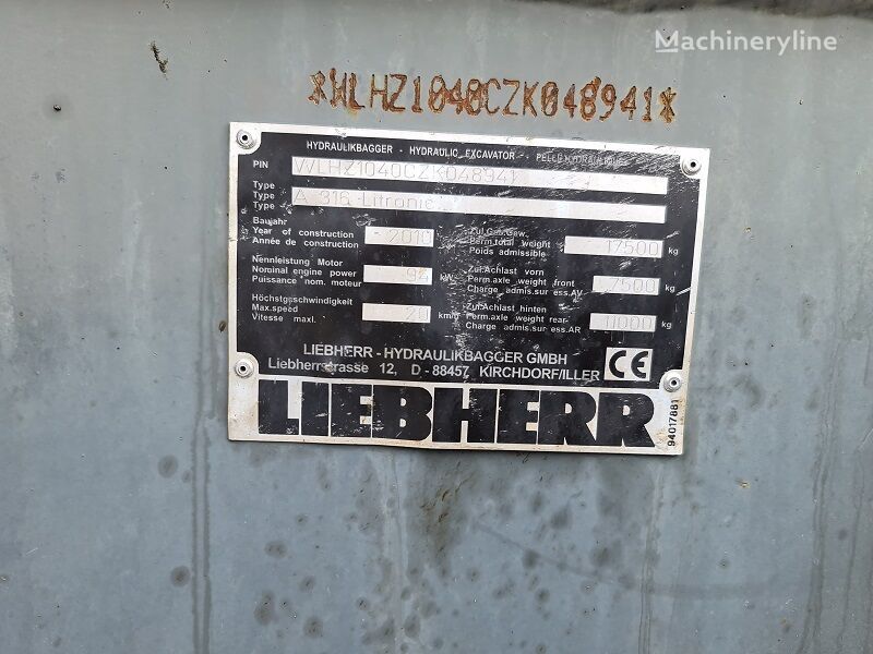 Pelle sur pneus Liebherr A316: photos 12