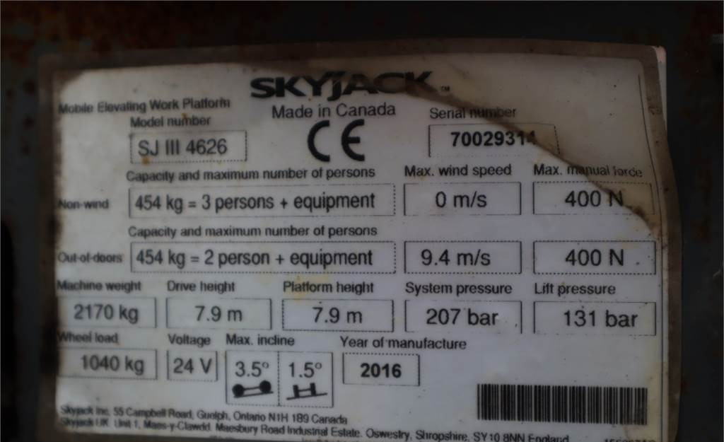 Nacelle ciseaux SkyJack SJ4626 ELECTRIC, 10M WORKING HEIGHT, 454KG CAPACIT: photos 11