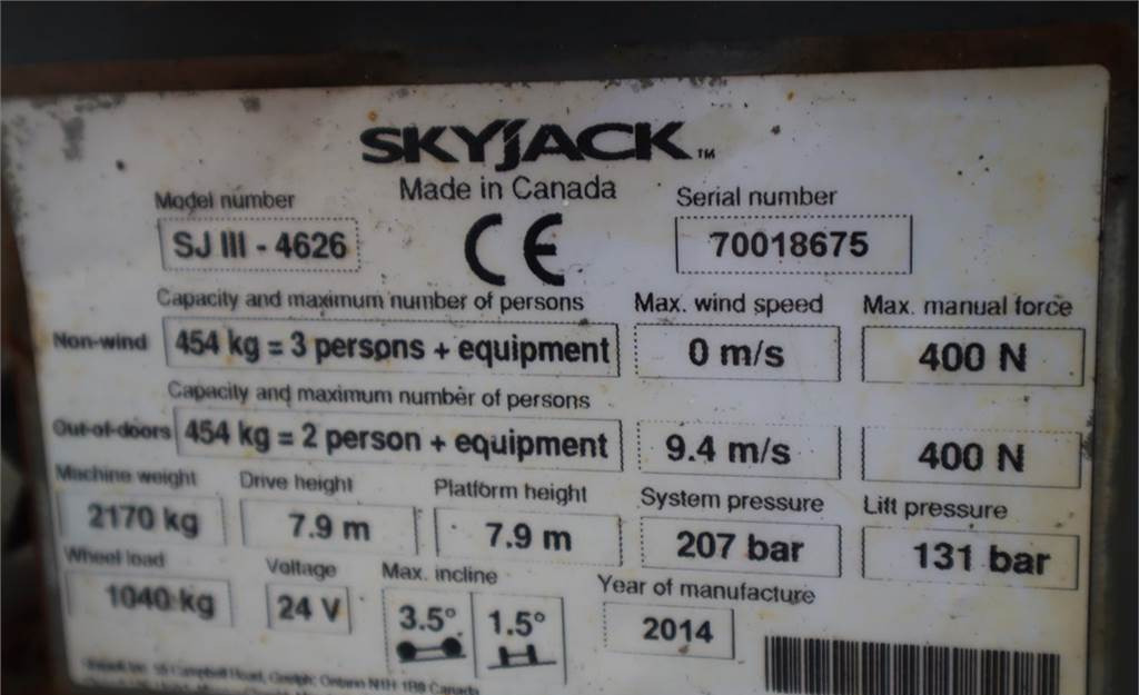 Nacelle ciseaux SkyJack SJ4626 Electric, 10m Working Height, 454kg Capacit: photos 7