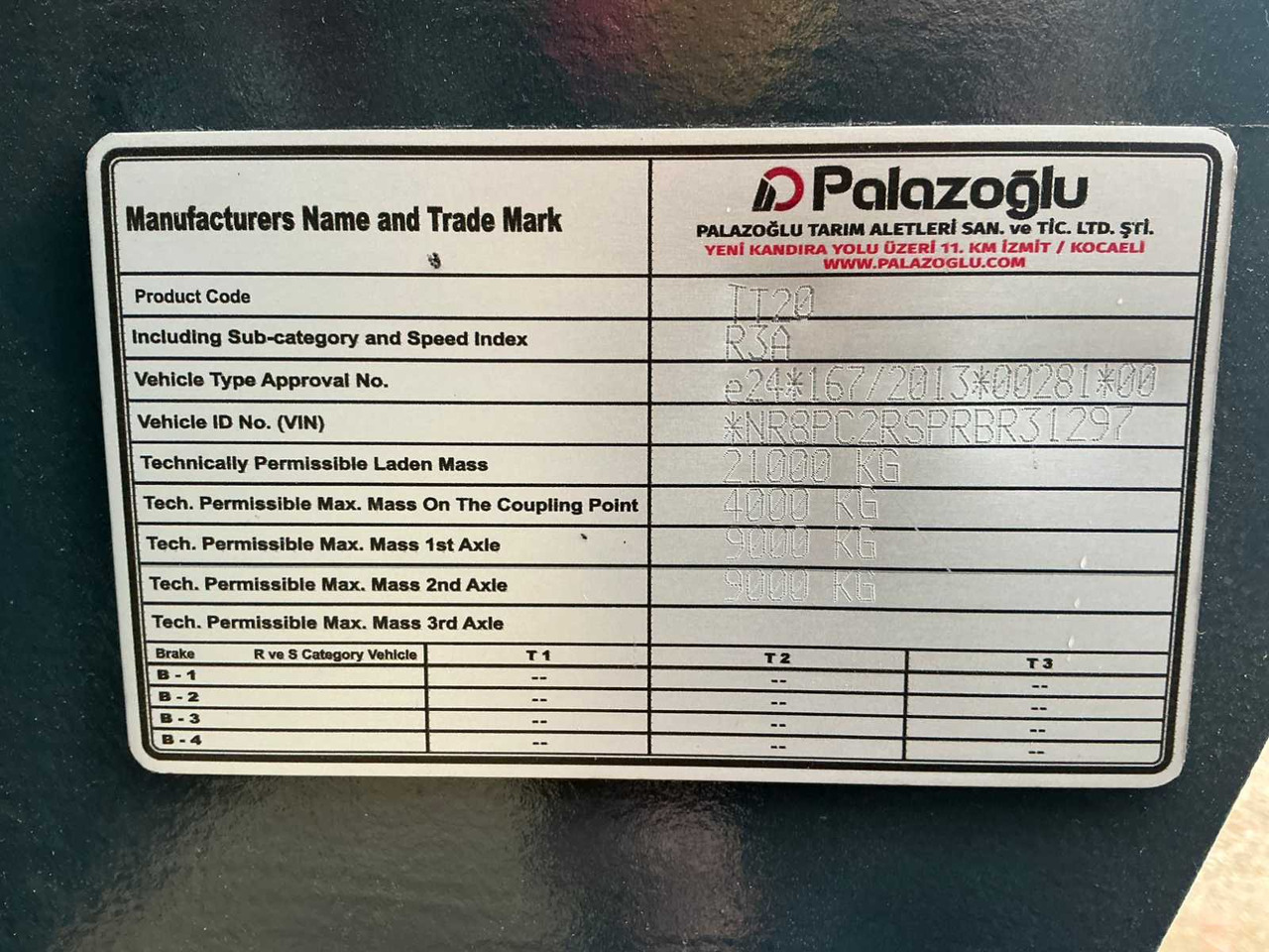 Benne agricole Palaz Halfpipe Titan TT20 Profiline