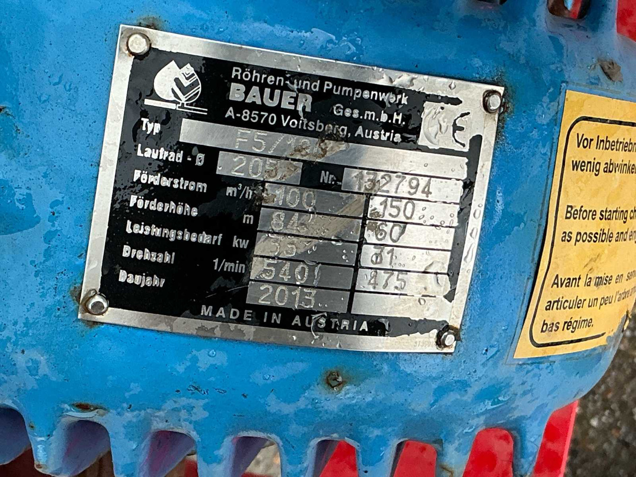 Matériel d'irrigation Bauer F5/100