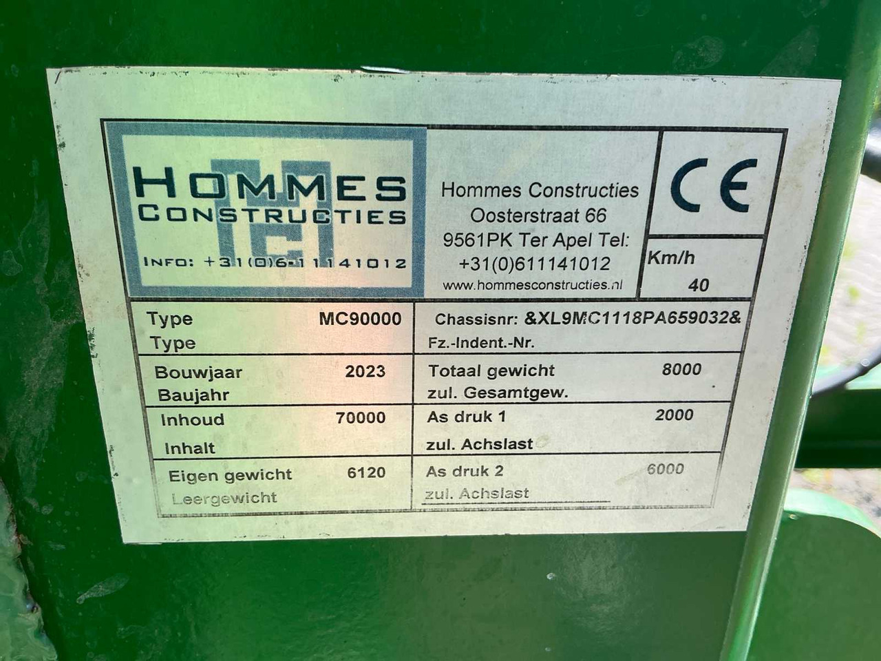 Tonne à lisier Hommes constructies MC90000