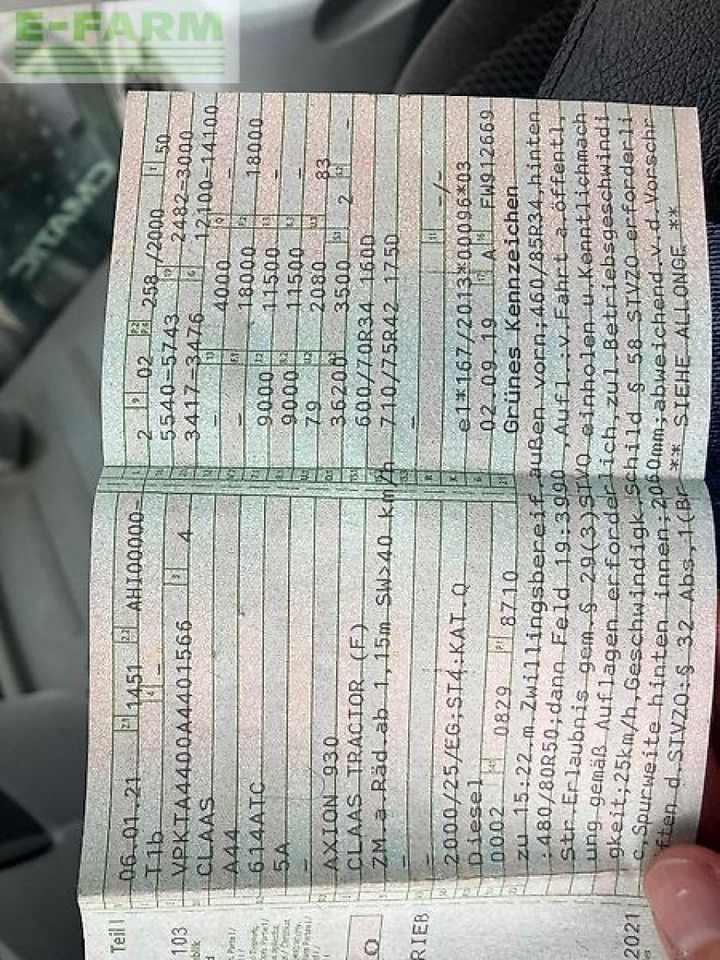 Tracteur agricole CLAAS axion 930