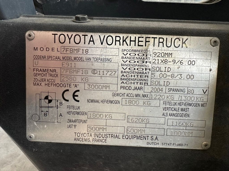 Chariot élévateur électrique Toyota 7FBMF 18 Duplex Sideshift 1.8 ton Elektra Heftruck: photos 5