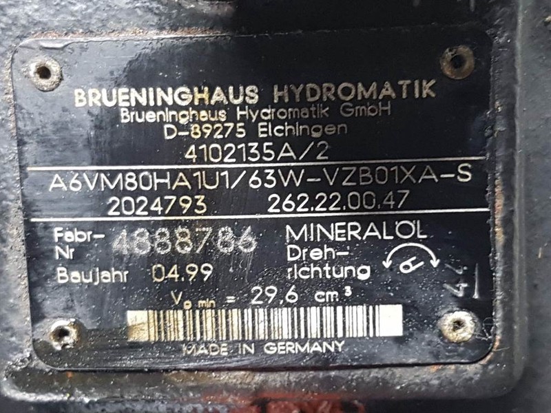 Hydraulique Ahlmann AL75-Brueninghaus A6VM80HA1U1/63W-Drive motor: photos 5