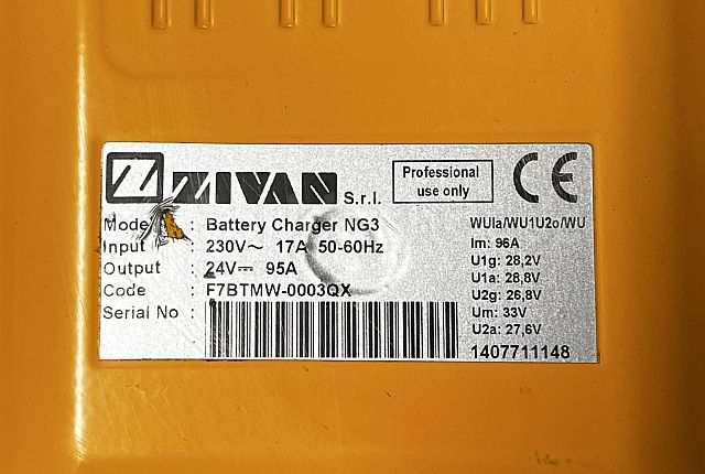 Système électrique pour Matériel de manutention Zivan F7BTMW-0003QX Used charger lead/acid 24V 95A 230V 17A sn. 1407711148: photos 2