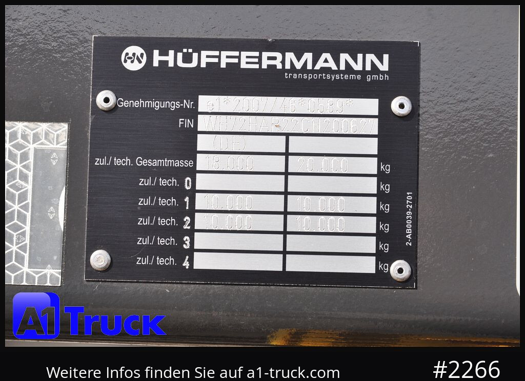 Remorque ampliroll/ Multibenne HUEFFERMANN HAR 2070, Frontbeladung verzinkt,
