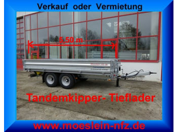 Remorque benne Möslein Tandem- 3- Seiten- Kipper TiefladerLadeflächenl