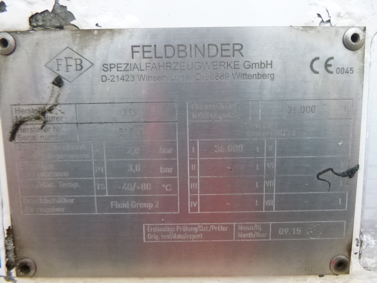 Semi-remorque citerne pour transport de farine Feldbinder Powder tank alu 36 m3 / 1 comp: photos 24