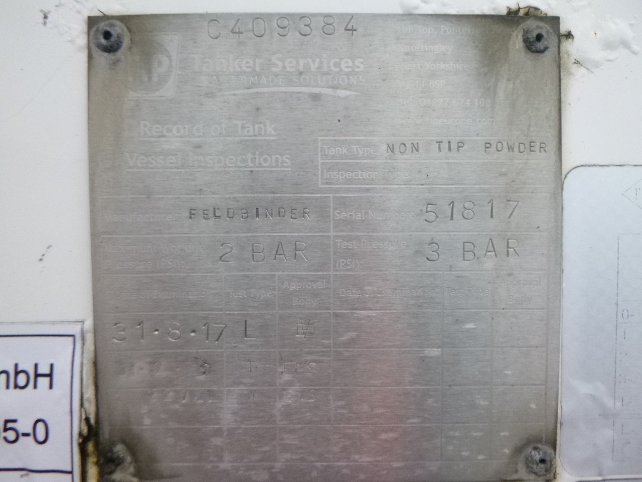 Semi-remorque citerne pour transport de farine Feldbinder Powder tank alu 36 m3 / 1 comp: photos 18