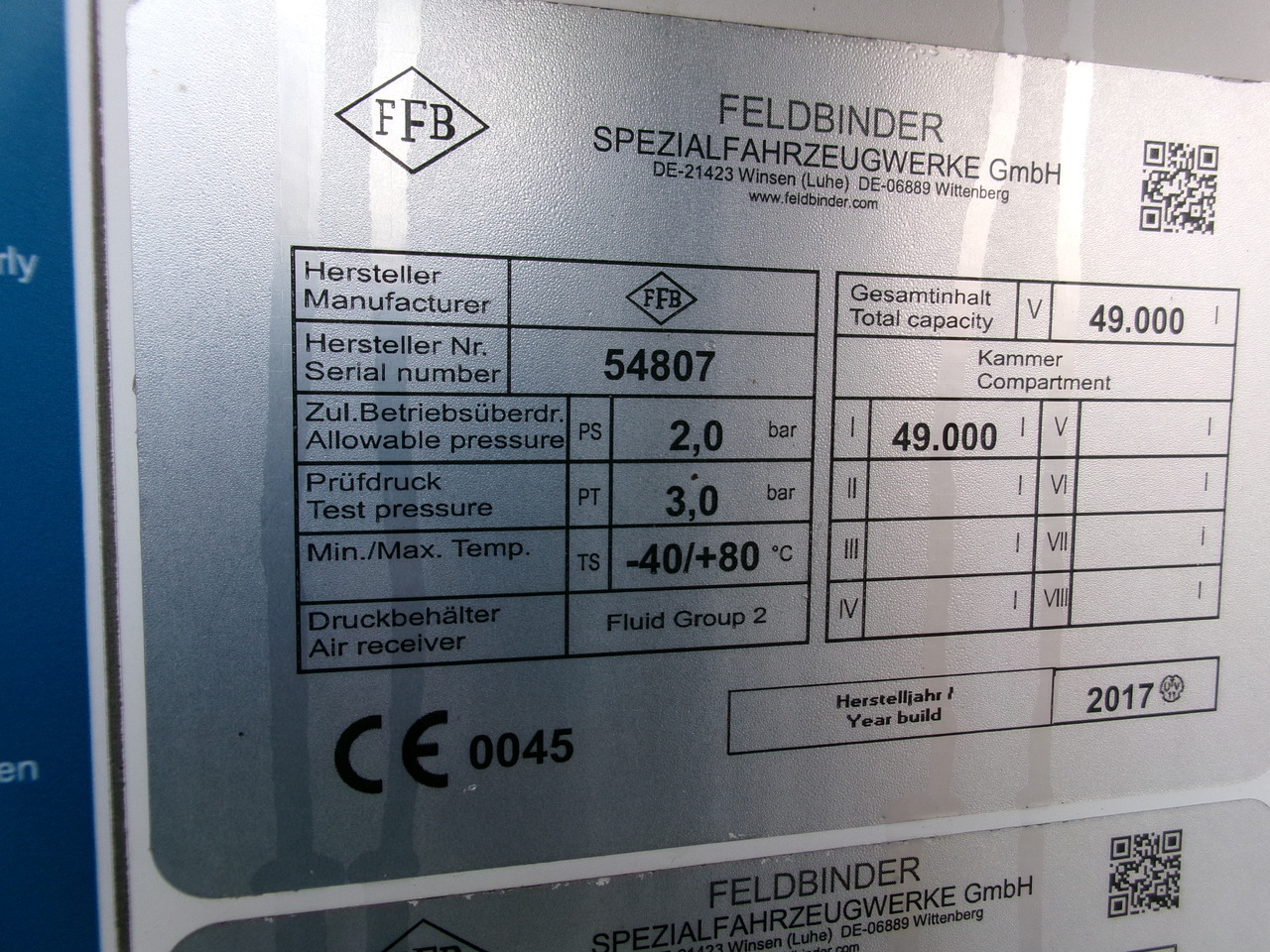 Semi-remorque citerne pour transport de farine Feldbinder Powder tank alu alu 49 m3 / 1 comp: photos 29