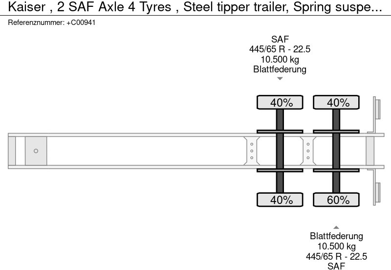 Semi-remorque benne Kaiser , 2 SAF Axle 4 Tyres , Steel tipper trailer, Spring suspension: photos 12