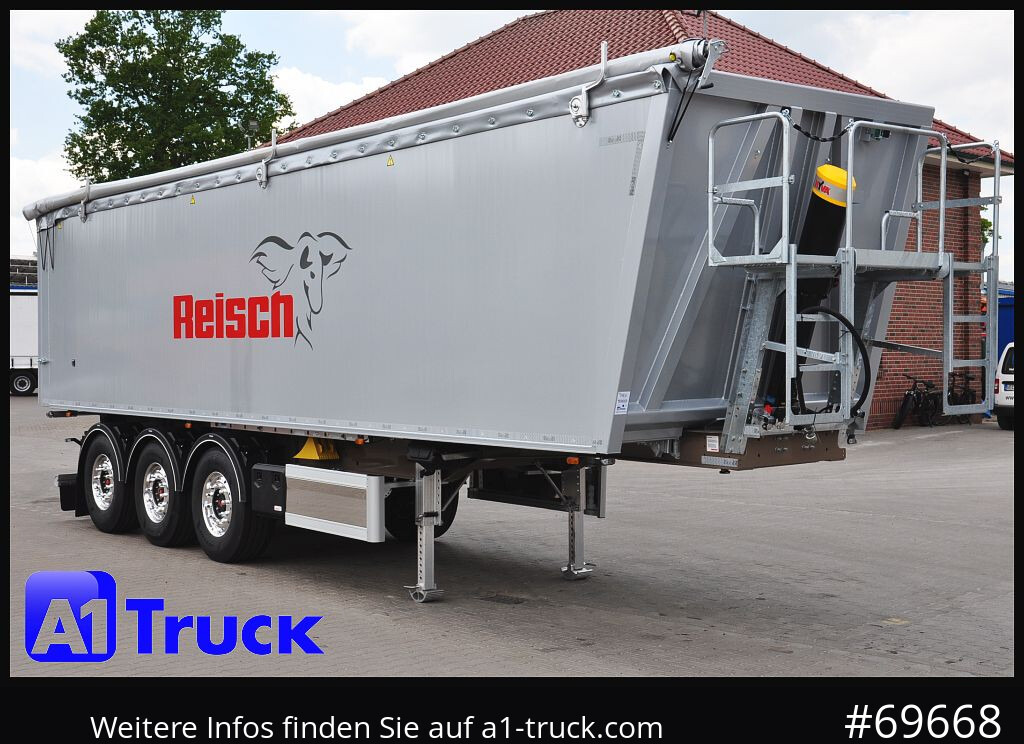 Semi-remorque benne REISCH RHKS, Alu-Kippmulde 50m³, NEU Kombitüren, Alufelgen, Liftachse,