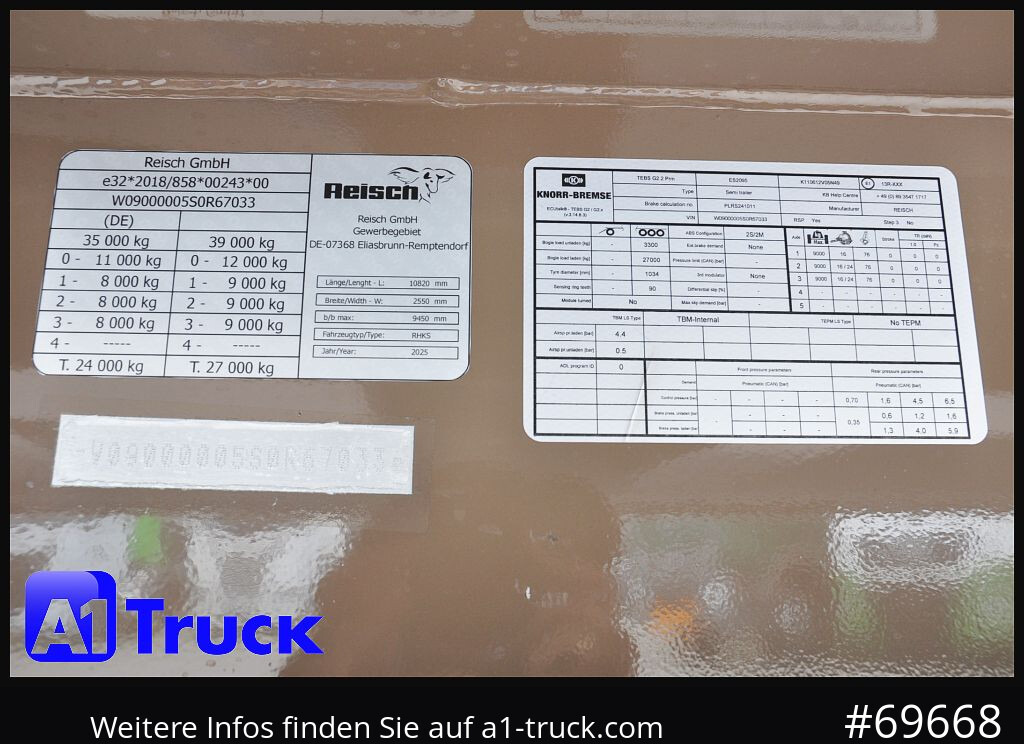 Semi-remorque benne REISCH RHKS, Alu-Kippmulde 50m³, NEU Kombitüren, Alufelgen, Liftachse,