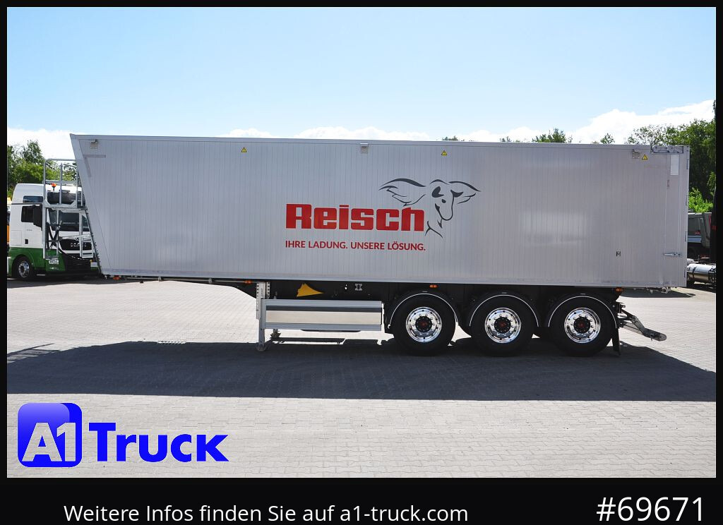 Semi-remorque benne REISCH RHKS, Alu-Kippmulde 52m³, Kombitüren, Alufelgen, Liftachse,