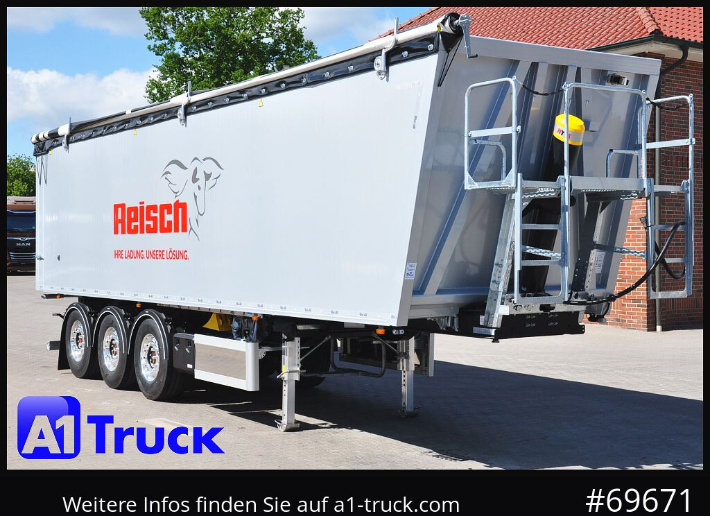 Semi-remorque benne REISCH RHKS, Alu-Kippmulde 52m³, Kombitüren, Alufelgen, Liftachse,