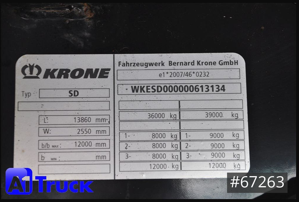 Semi-remorque fourgon KRONE SDK 27, Koffer, 1 Vorbesitzer, TÜV 08/2024