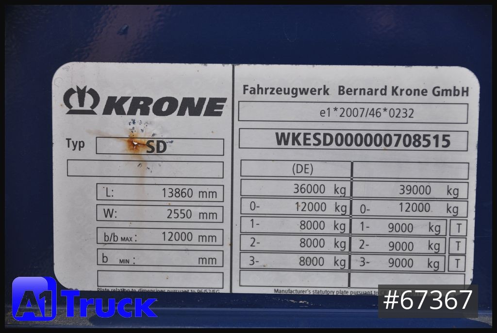 Semi-remorque fourgon KRONE SDK 27, Koffer, Doppelstock, 112.762km